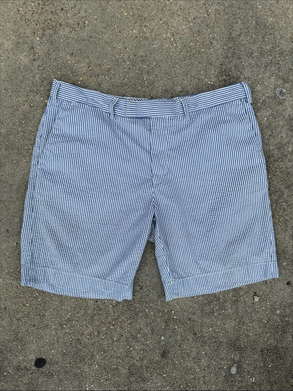VTG Polo by Ralph Lauren Suffield Fit Blue & White Striped Seersucker Shorts 36W